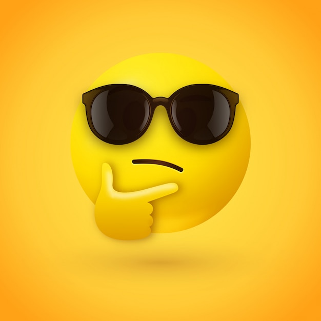 Thinking emoji with sunglasses