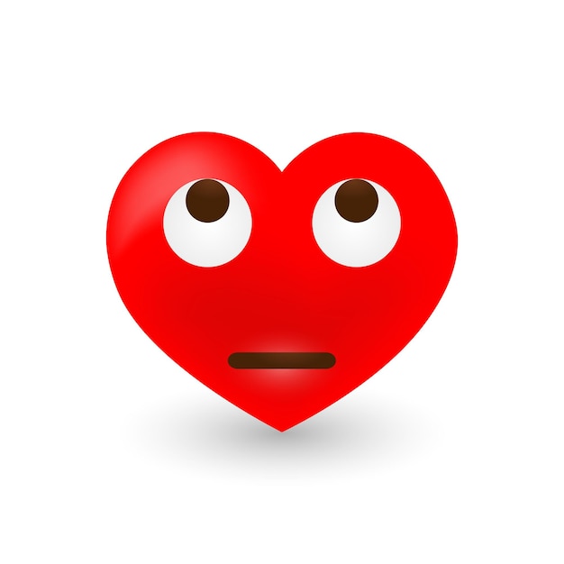 Vector thinking heart emoji cartoon face