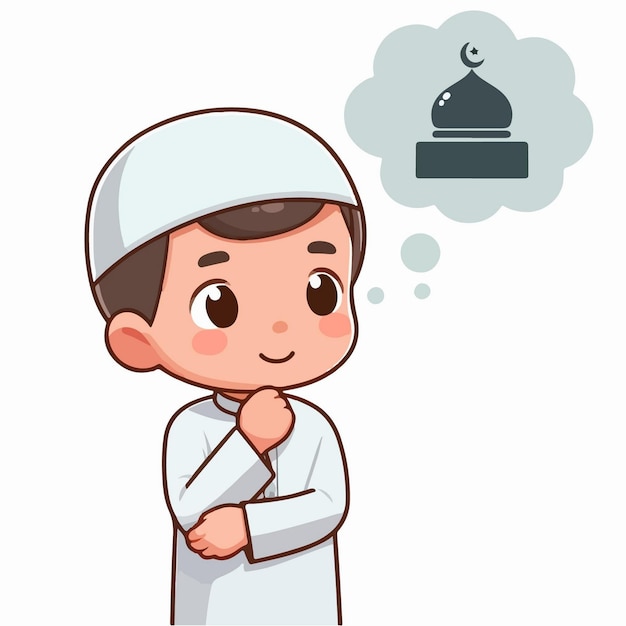 thinking Muslim child mascot