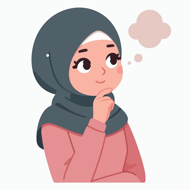 Vector thinking muslim child mascot