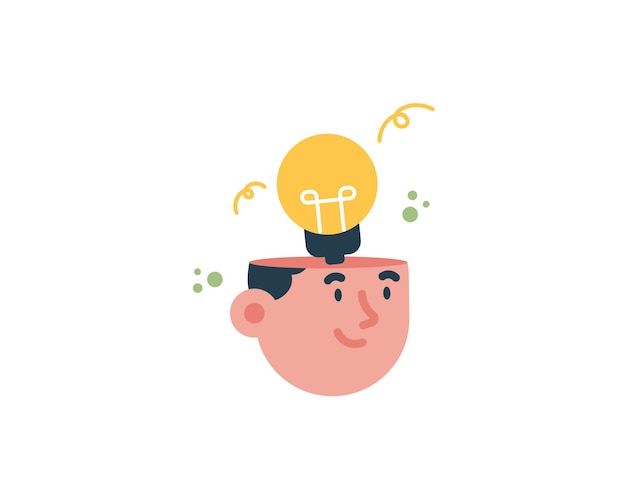 Vector thinking people and light bulb on head