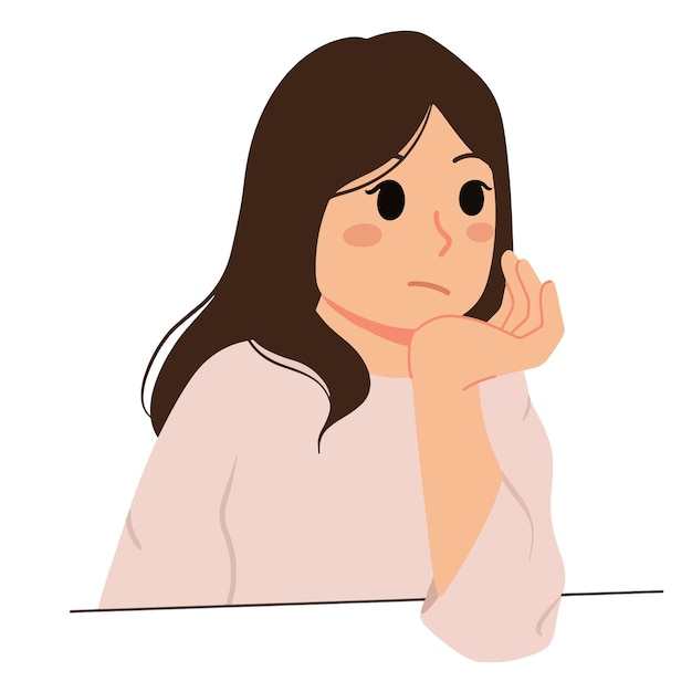 thinking woman with hand on chin illustration