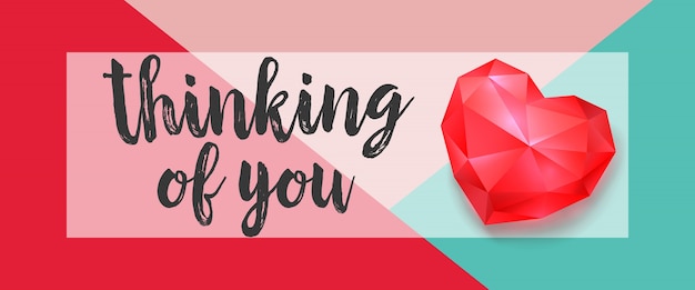 Thinking of you lettering with ruby heart