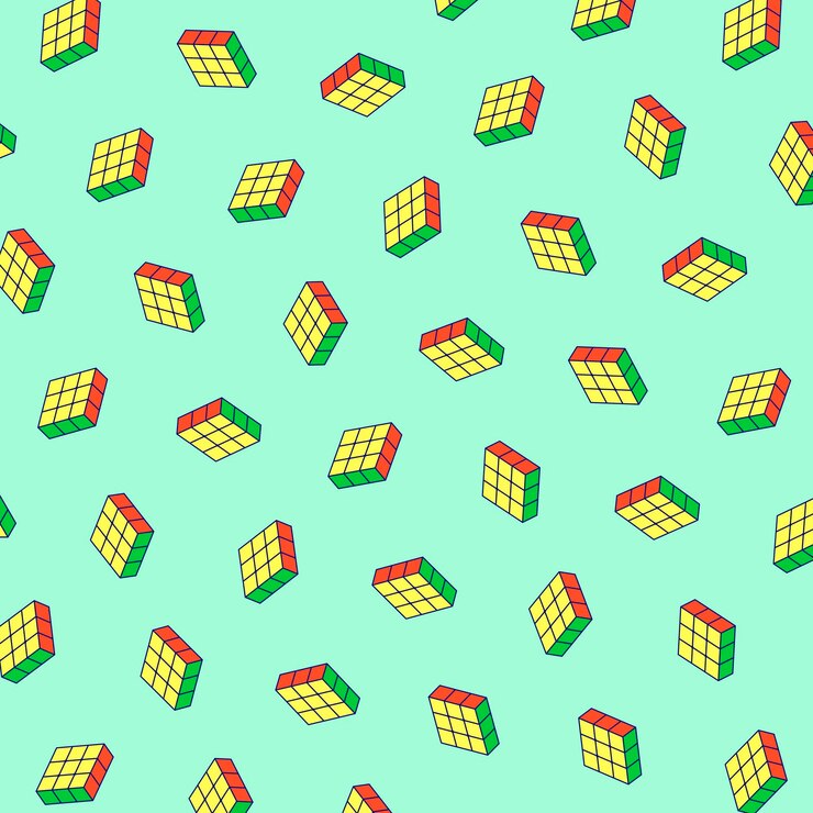 Vector third vibrant isometric 3x1 rubiks cube vector illustration with bold colors and isolated