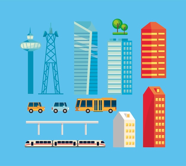 Vector thirteen smart city icons