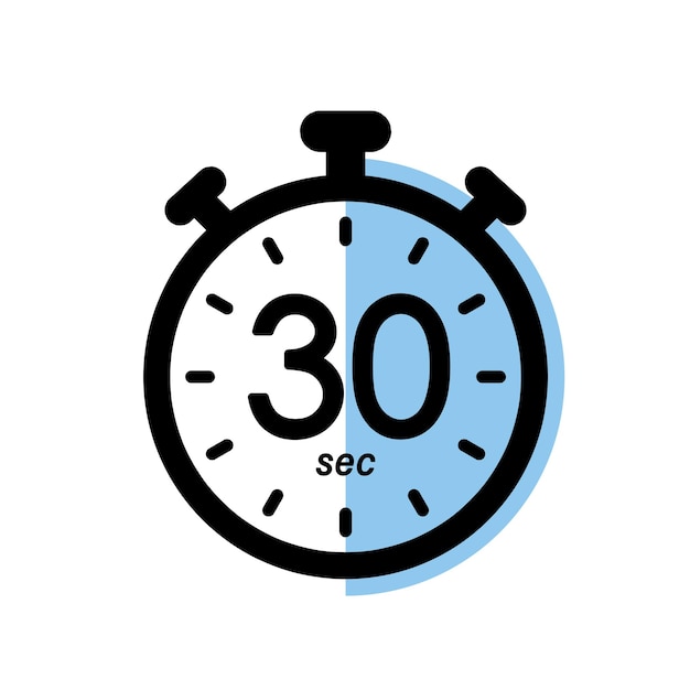 Vector thirty seconds stopwatch icon timer symbol 30 sec waiting time vector illustration