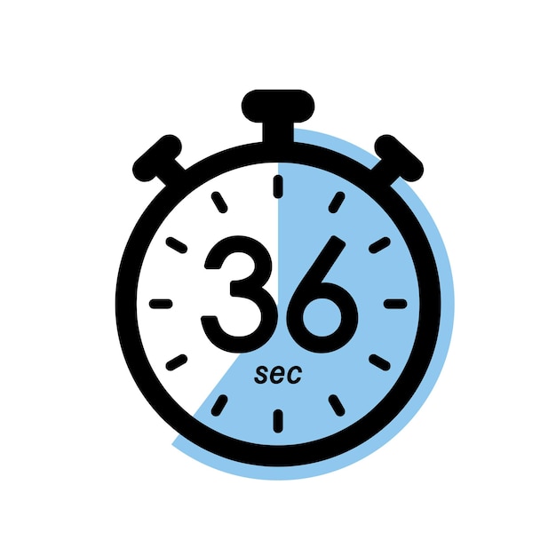 Thirty six seconds stopwatch icon timer symbol 36 sec waiting time vector illustration