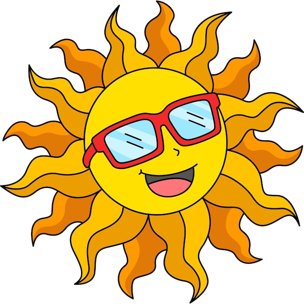 ベクトル このアニメのクリパートはハッピー・サマーイラストの太陽を描いています