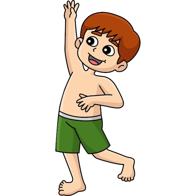 This cartoon clipart shows a Boy Playing illustration