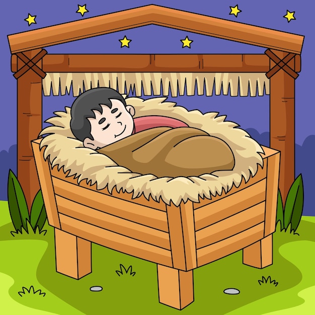 Vector this cartoon clipart shows a christian baby jesus illustration