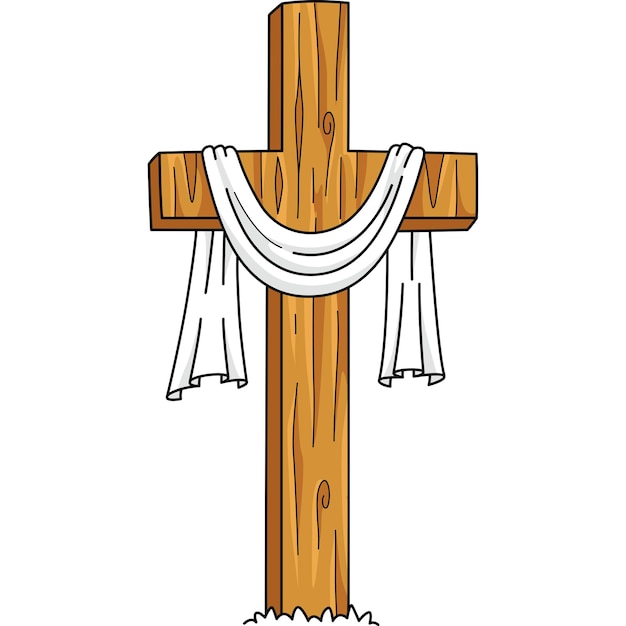 Vector this cartoon clipart shows a cross in calvary illustration