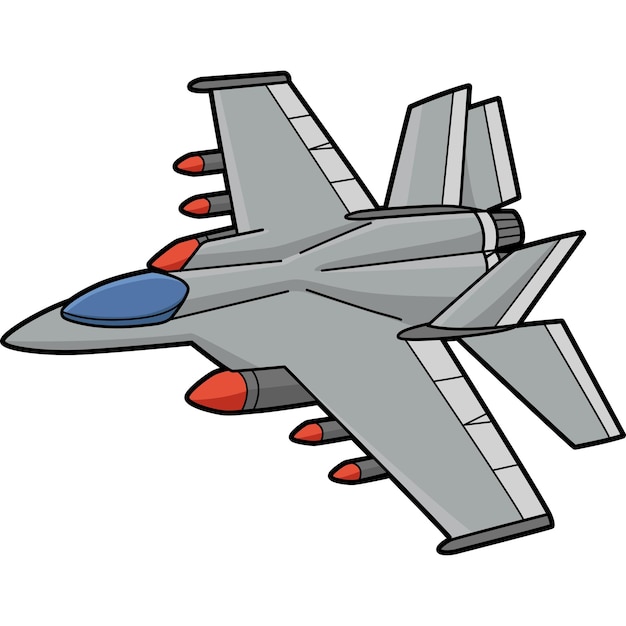 This cartoon clipart shows a Jet Fighter Vehicle illustration