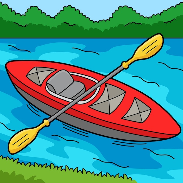 Vector this cartoon clipart shows a kayak vehicle illustration