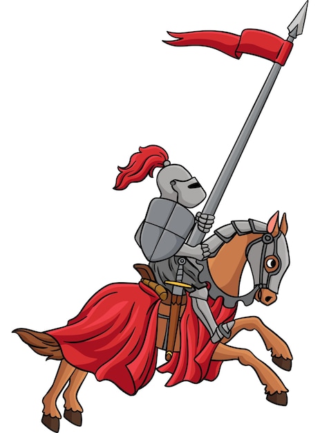 This cartoon clipart shows a knight joust illustration