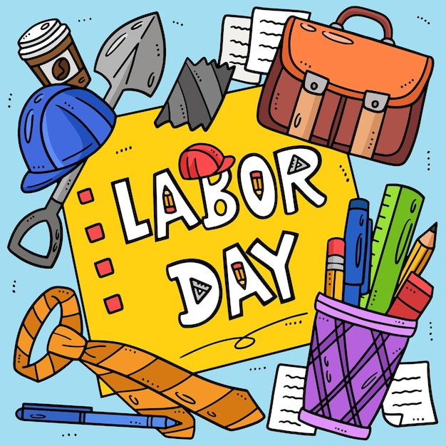 Vector this cartoon clipart shows a labor day banner illustration