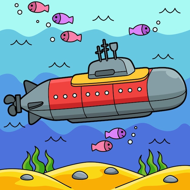 Vector this cartoon clipart shows a nuclear submarine illustration