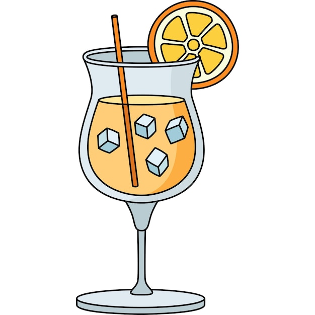 This cartoon clipart shows an Orange Juice Cocktail illustration