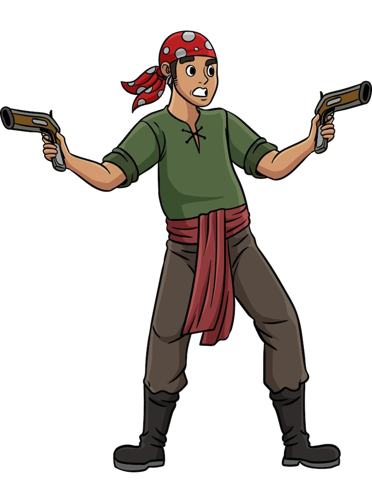 Vector this cartoon clipart shows a pirate with a gun illustration