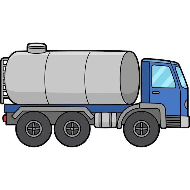 This cartoon clipart shows a Water Truck illustration