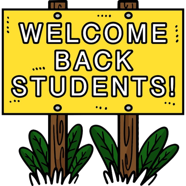 Vector this cartoon clipart shows a welcome back students illustration