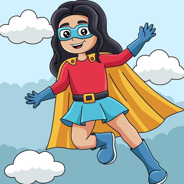 Vector this cartoon illustration shows a superhero girl illustration