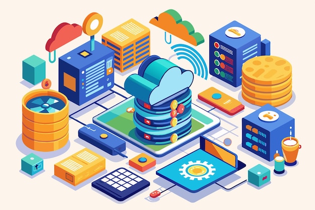 this colorful graphic illustrates methods for optimizing local data storage in internet devices local data storage optimization of internet devices and web applications data sources data storage