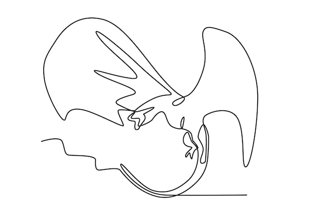 Vector this dragon has a body shape like a bird dragon oneline drawing