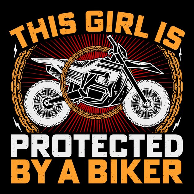 ベクトル この女の子はバイカーバイクレトロヴィンテージバイクtシャツデザインバイカーライディングによって保護されています