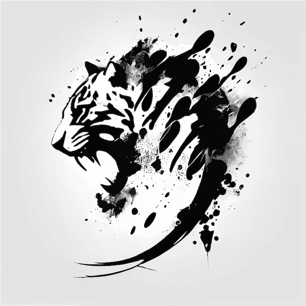 This ink splatz tiger head vector illustration is a bold and striking design featuring intricate de