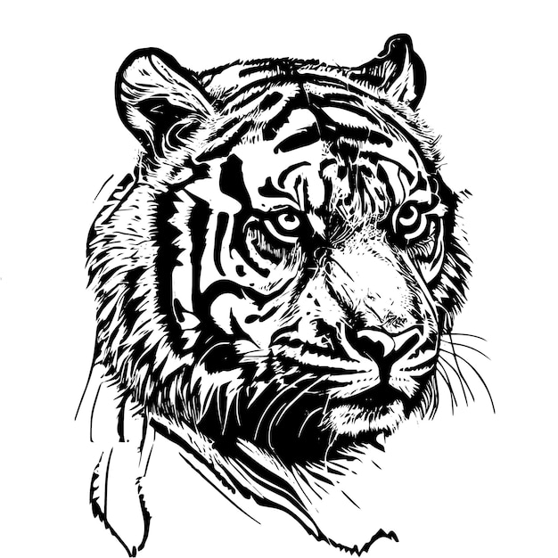 This ink splatz tiger head vector illustration is a bold and striking design featuring intricate de