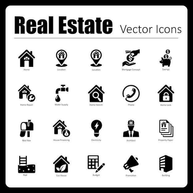 Vector this is a collection of 20 beautiful handcrafted pixel perfect real estate vector icons