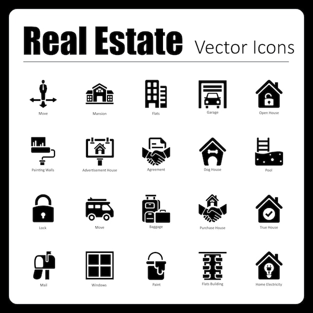 Vector this is a collection of 20 beautiful handcrafted pixel perfect real estate vector icons