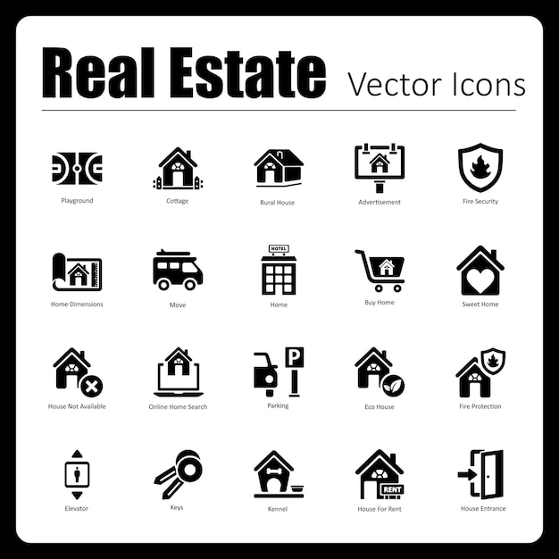 This is a collection of 20 beautiful handcrafted pixel perfect Real Estate vector icons