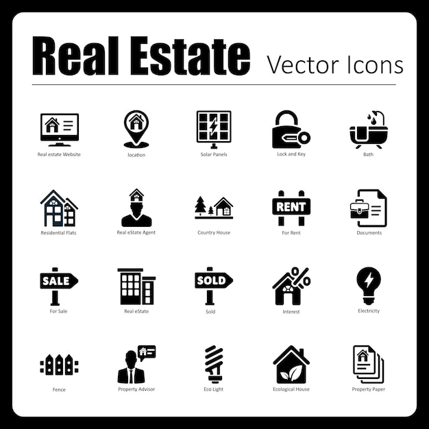 Vector this is a collection of 20 beautiful handcrafted pixel perfect real estate vector icons