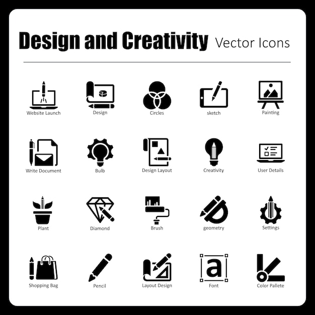 Vector this is a collection of 24 handcrafted pixel perfect design and creativity vector icons