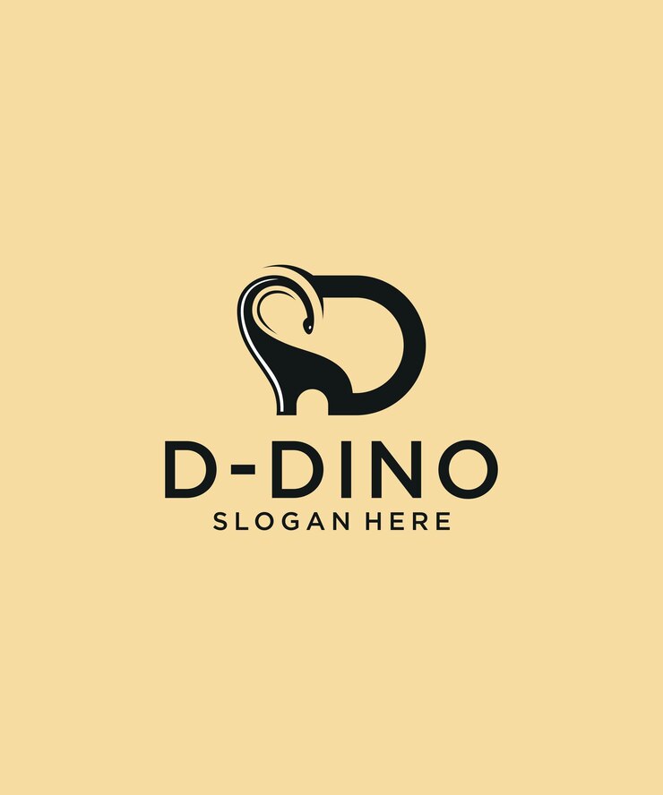 This is the 'D' logo for the dino easy to remember and simple logo 'D' combined with dino