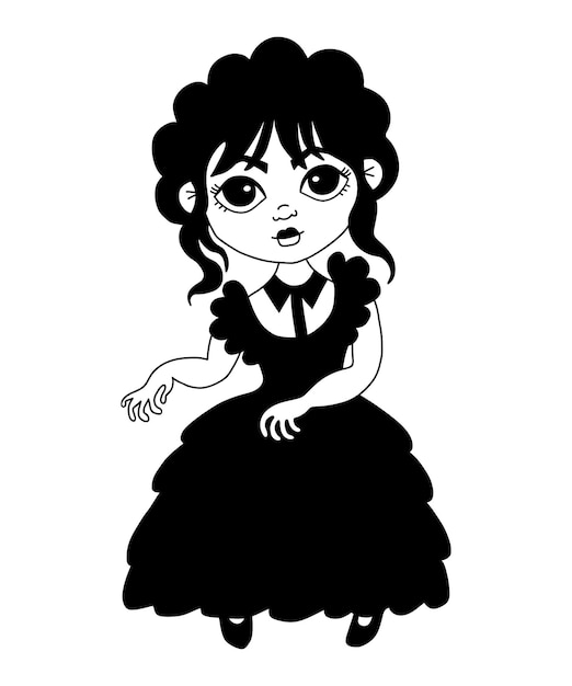 This is fantasy dancing of Gothic girl Hand drawing cute character cartoon little pretty girl