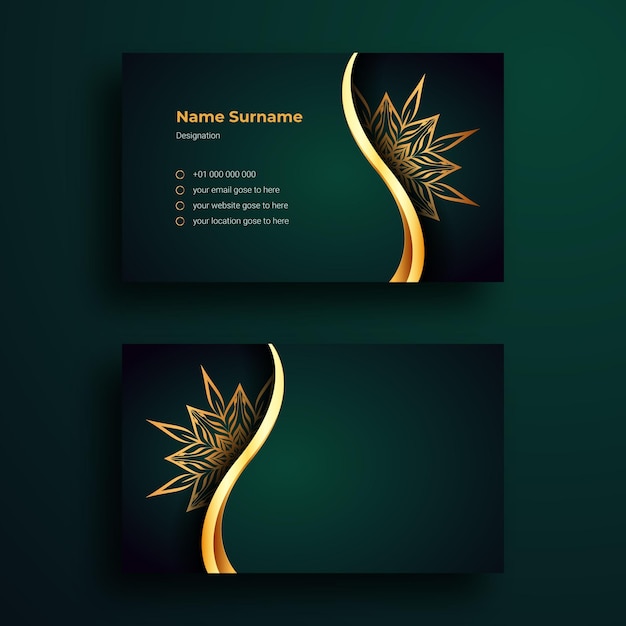 This is luxury business card design template with luxury ornamental mandala arabesque background