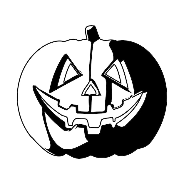 This is the picture or sign that represents Halloween A very large pumpkin with a very scary faceLinear style