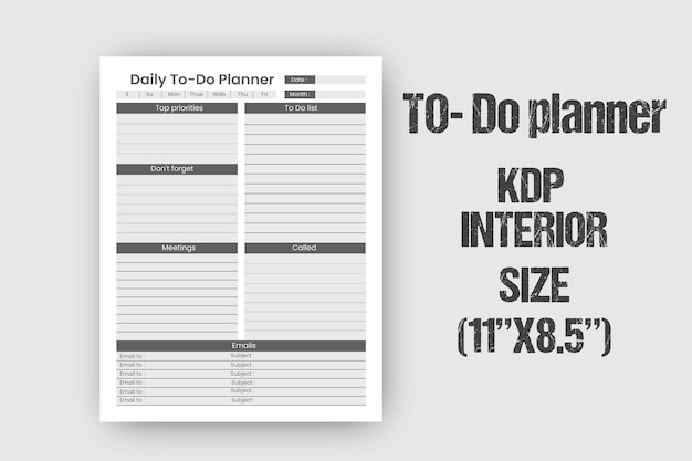 This is a todo planner KDP interior with productivity checklist