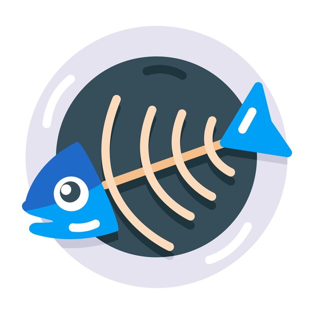 This latest flat icon depicting fish bone