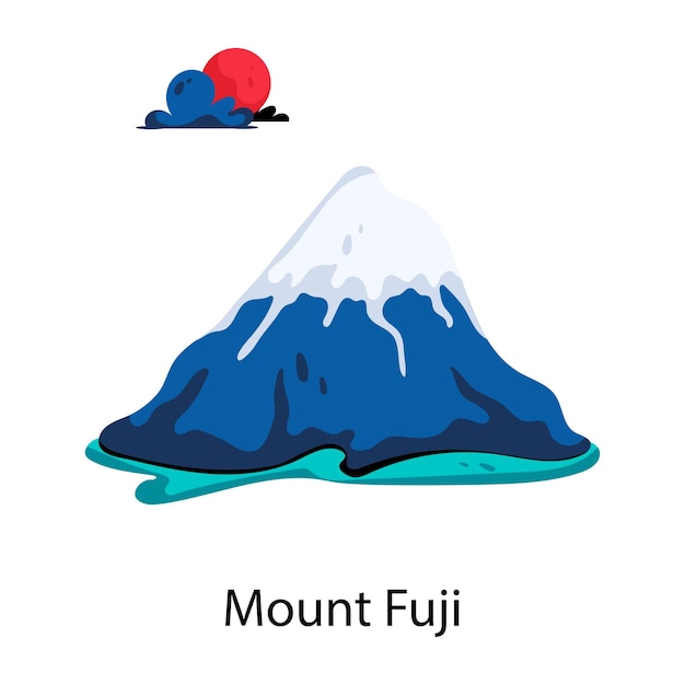 Questa icona piatta del monte fuji è pronta per l'uso