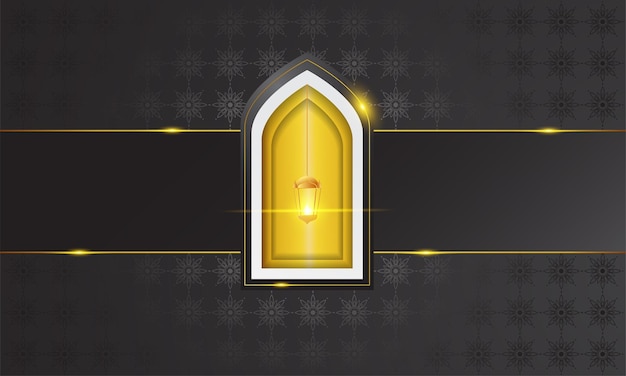 Questo sfondo ramadan con elementi lanterna illuminati in oro bianco e nero è perfetto per sfondi a tema islamico