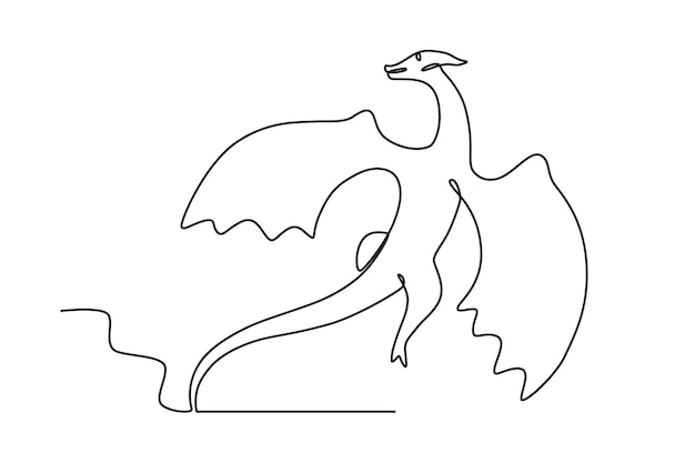Vettore questo tipo di drago femmina è chiamato disegno a una linea del drago nagini