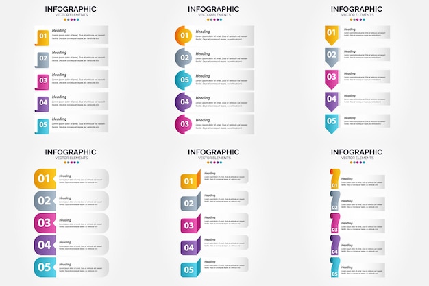 Questo set di infografiche vettoriali è perfetto per pubblicizzare la tua attività in brochure, volantini e riviste