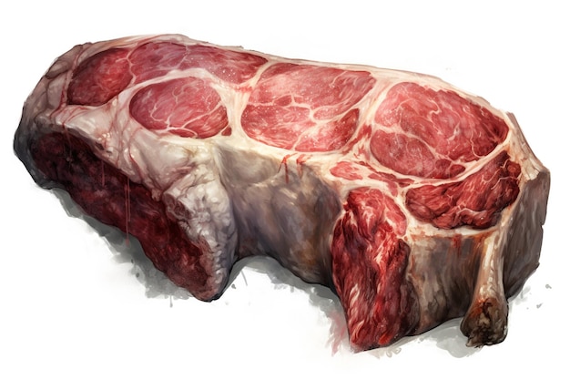 Vector this wagyu beef illustration showcases a marbled piece of meat with fine veins of intramuscular fat