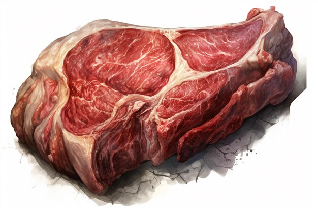 Vector this wagyu beef illustration showcases a marbled piece of meat with fine veins of intramuscular fat