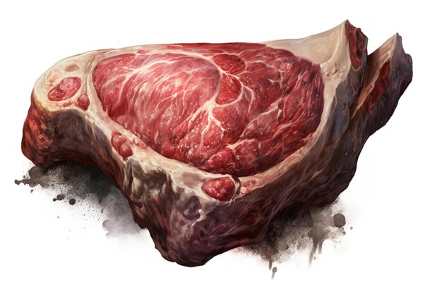 This wagyu beef illustration showcases a marbled piece of meat with fine veins of intramuscular fat