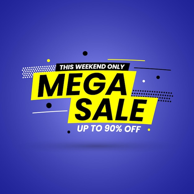 Vector this weekend only mega sale banner up to 90 off vector illustration