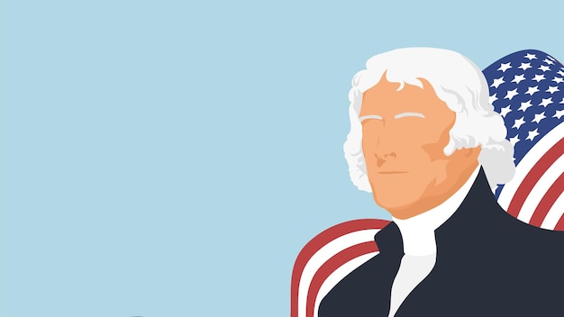 Vector thomas jefferson vector illustration achtergrondbanner en posterpresident van americacopy ruimte.